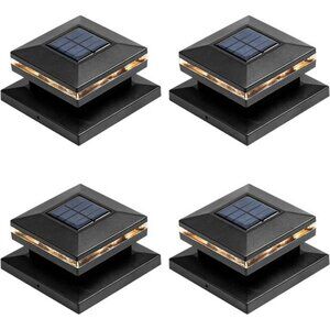 4 Pack Solar Post Lights, Outdoor Fence Post Cap Light Solar Powered Caps